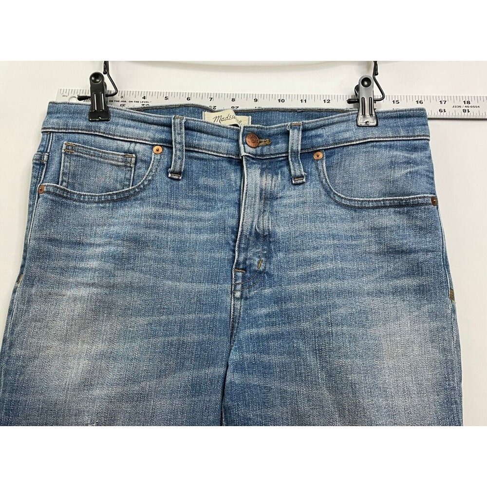 Madewell jeans womens 29 9" high rise skinny 32 x 29 distressed blue - Picture 2 of 10